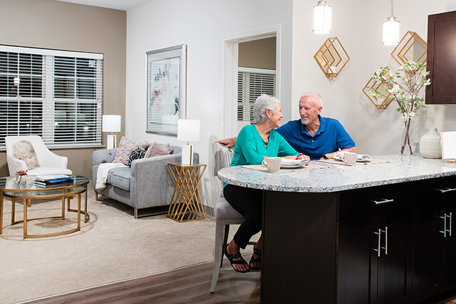 independent living apartment in use by senior couple