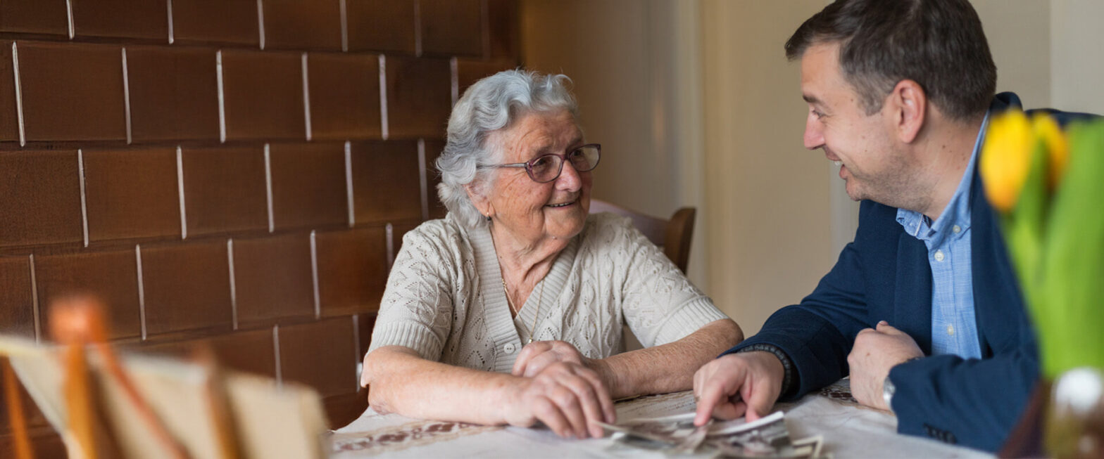 Senior woman discussion senior living options